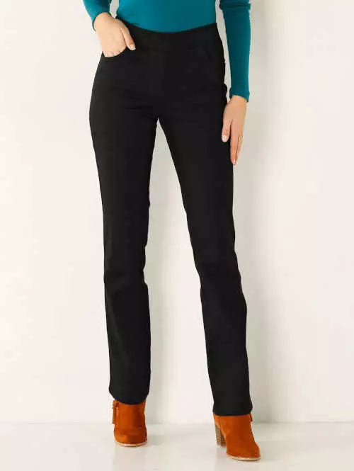 Едноцветни дамски панталони с еластичен колан и джобове
