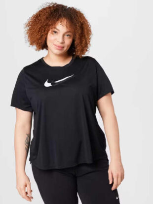 Дишаща черна тениска Nike плюс размер за жени с удобна кройка